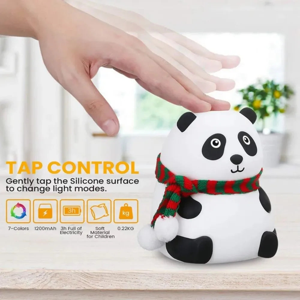 Luce Notturna a Forma di Panda – Lampada LED in Silicone con 7 Colori Cangianti