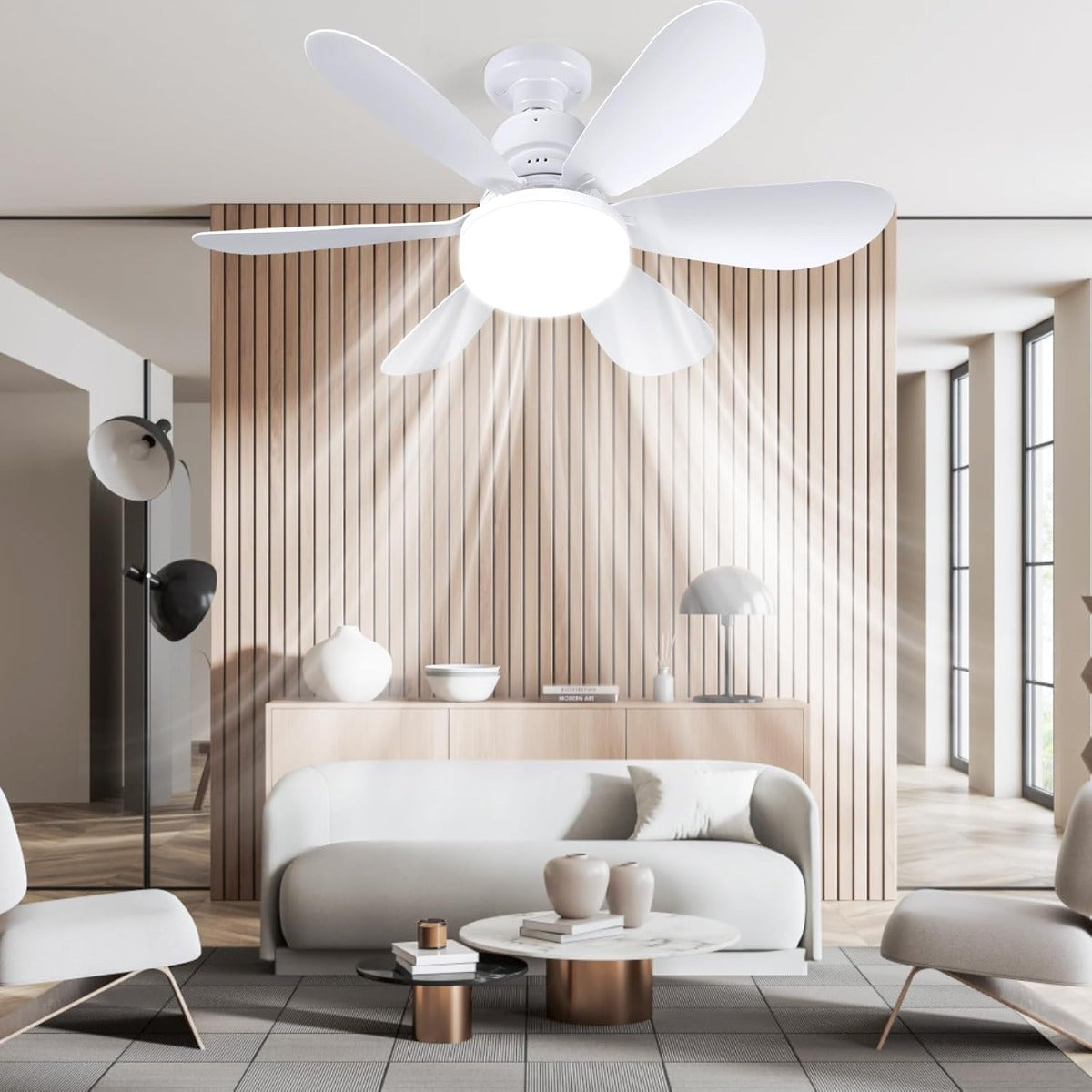 Ventilatore da Soffitto con Luce LED e Telecomando, 3 Velocità, Silenzioso, 24W, Diametro 42 cm – Moderno Design 2 in 1 per Soggiorno, Camera da Letto e Cucina