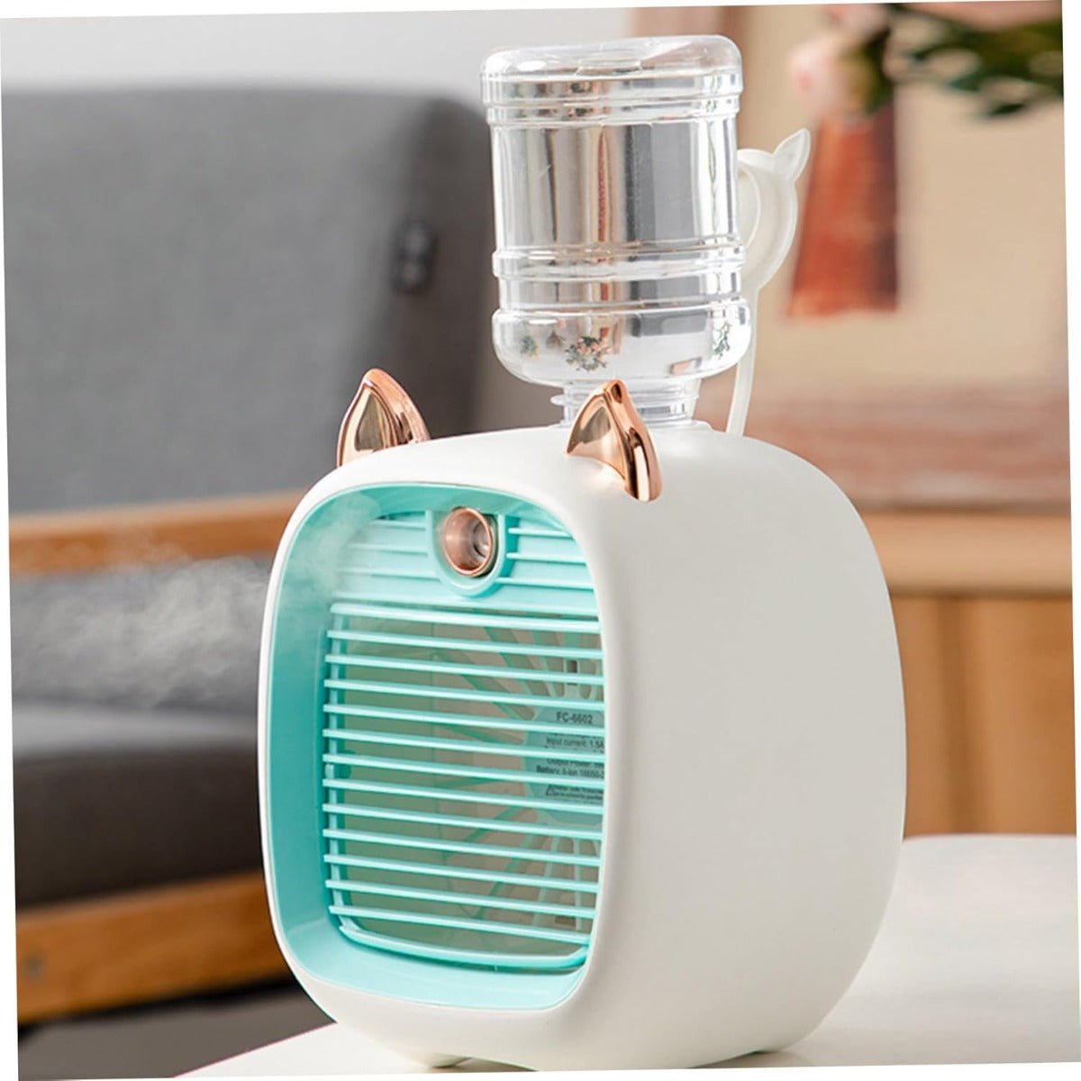 Mini Condizionatore d'Aria Portatile con Ventilatore, Umidificatore e Spray - 3 Velocità, USB Ricaricabile, Ideale per Casa, Ufficio e Viaggio