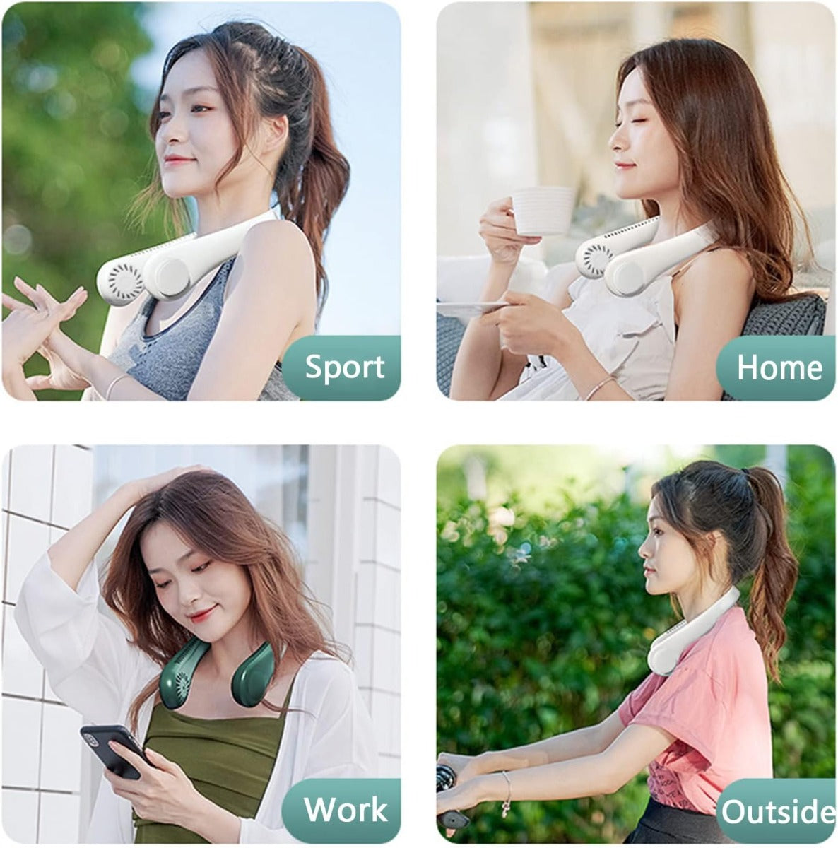 Ventilatore da Collo Portatile Senza Lame – USB Ricaricabile, 3 Velocità, Silenzioso, a Mani Libere, per Uso Interno ed Esterno