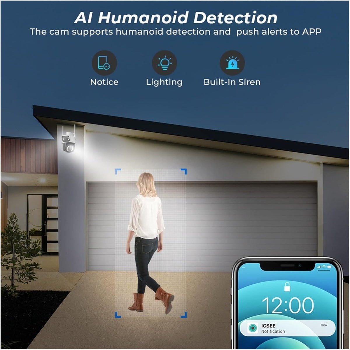 Telecamera di Sorveglianza Wi-Fi 8MP 4K Outdoor - Doppio Obiettivo, Rotazione PTZ, Tracciamento Automatico e Visione Notturna a Colori