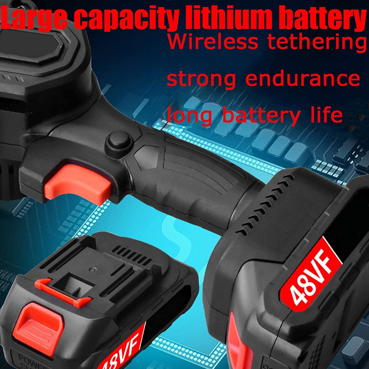 Mini motosega elettrica a 2 batteria 48v portatile con caricatore 4 pollici + valigetta