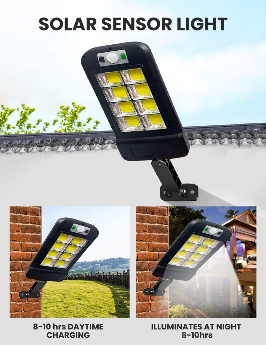 Lampione Solare LED da Esterno 60W con Sensore di Movimento – IP65 Impermeabile, con Telecomando – Per Giardino, Terrazzo, Ingresso, Garage