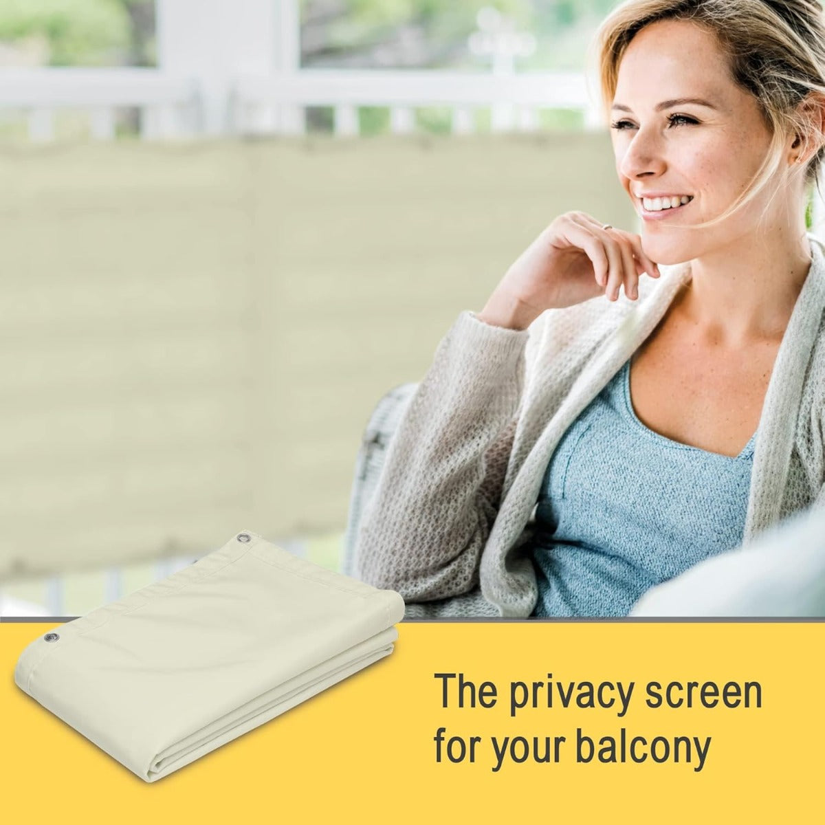 Telo Frangivista per Balcone Beige 500x85 cm – Copertura Oscurante Impermeabile con Occhielli e Corde, Protezione UV 50+