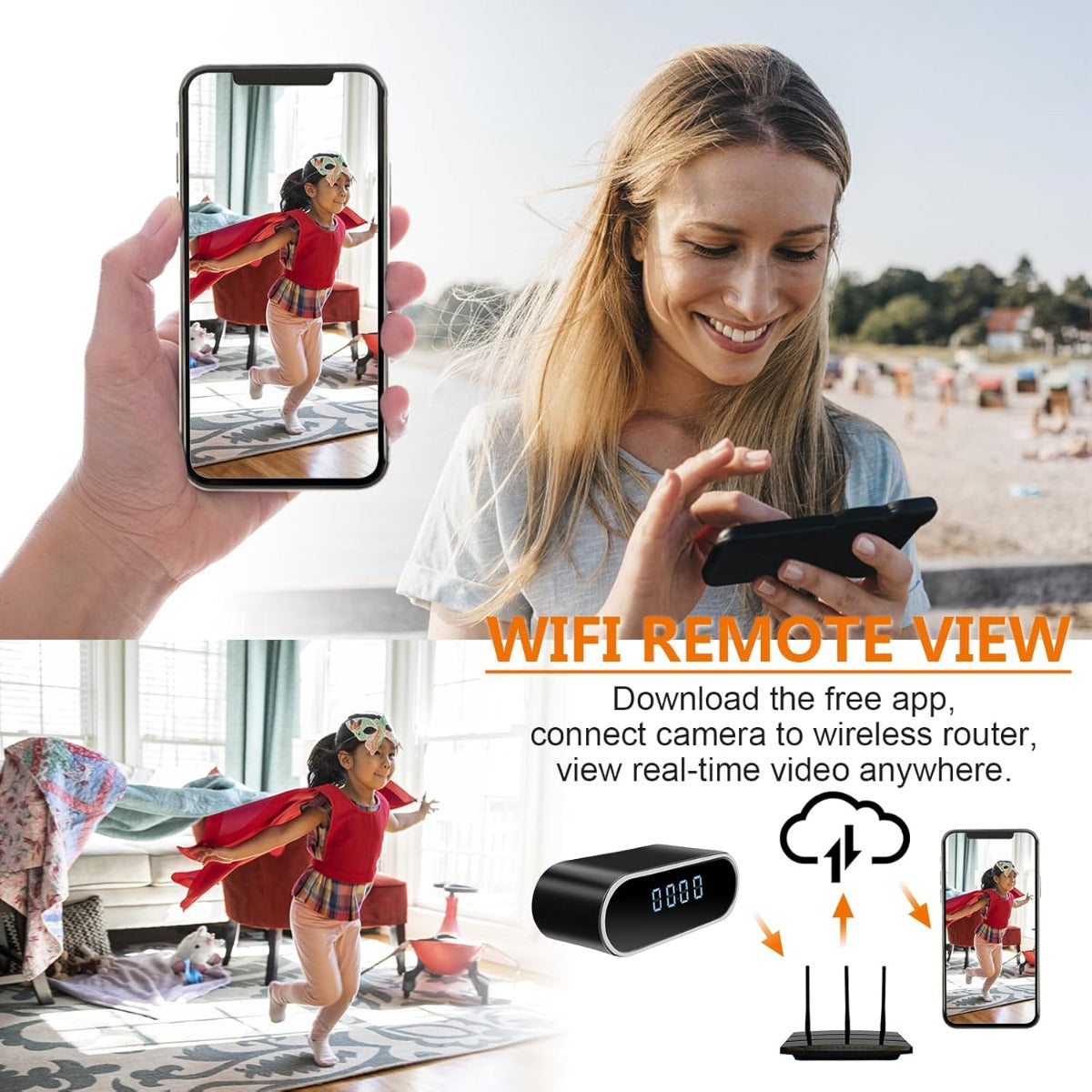 Telecamera Spia WiFi Orologio 1080P HD – Telecamera Nascosta con Monitoraggio Remoto, Visione Notturna e Rilevamento del Movimento