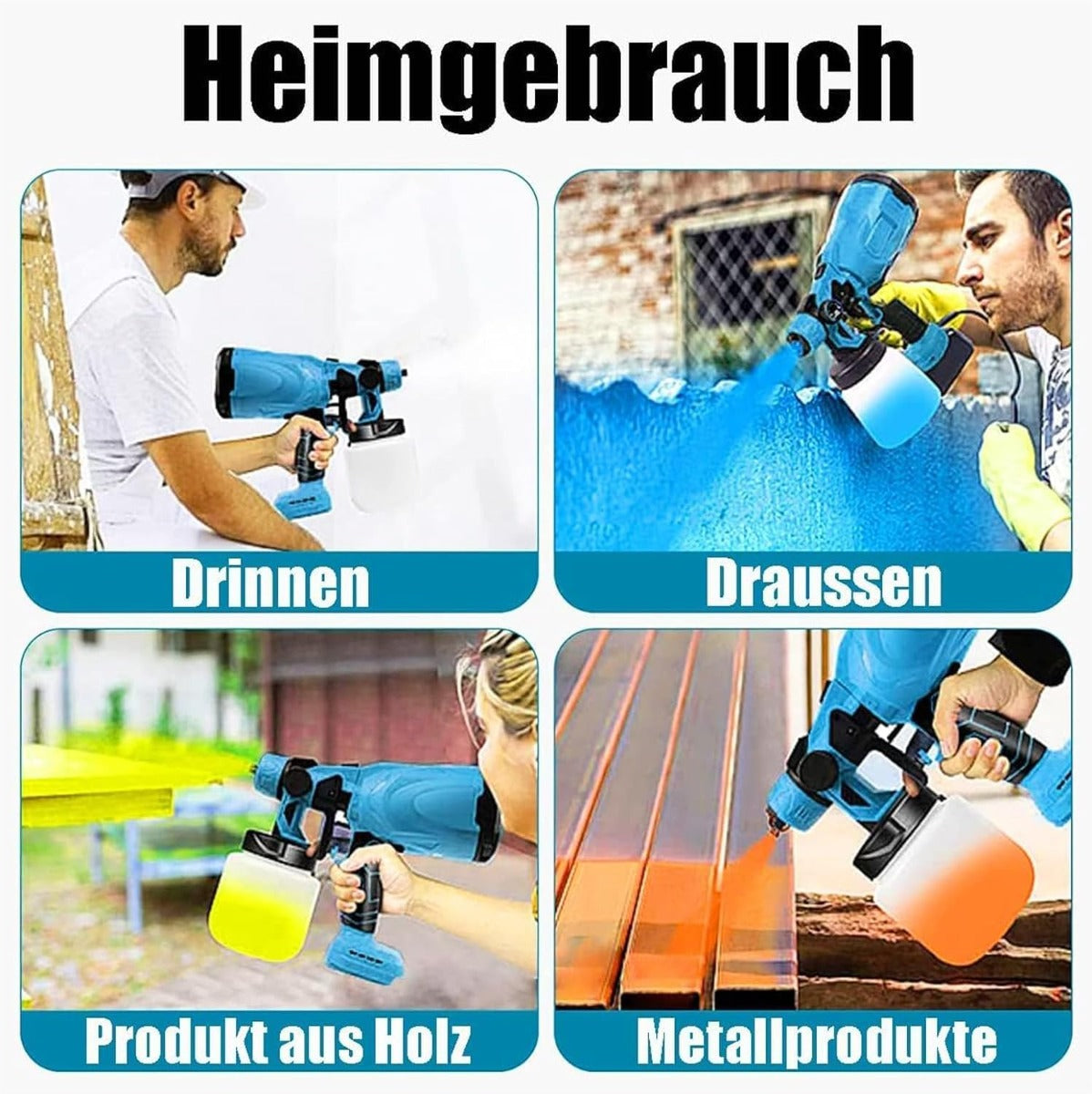 Pistola a Spruzzo Elettrica a Batteria con 3 Ugelli e Modalità di Spruzzo