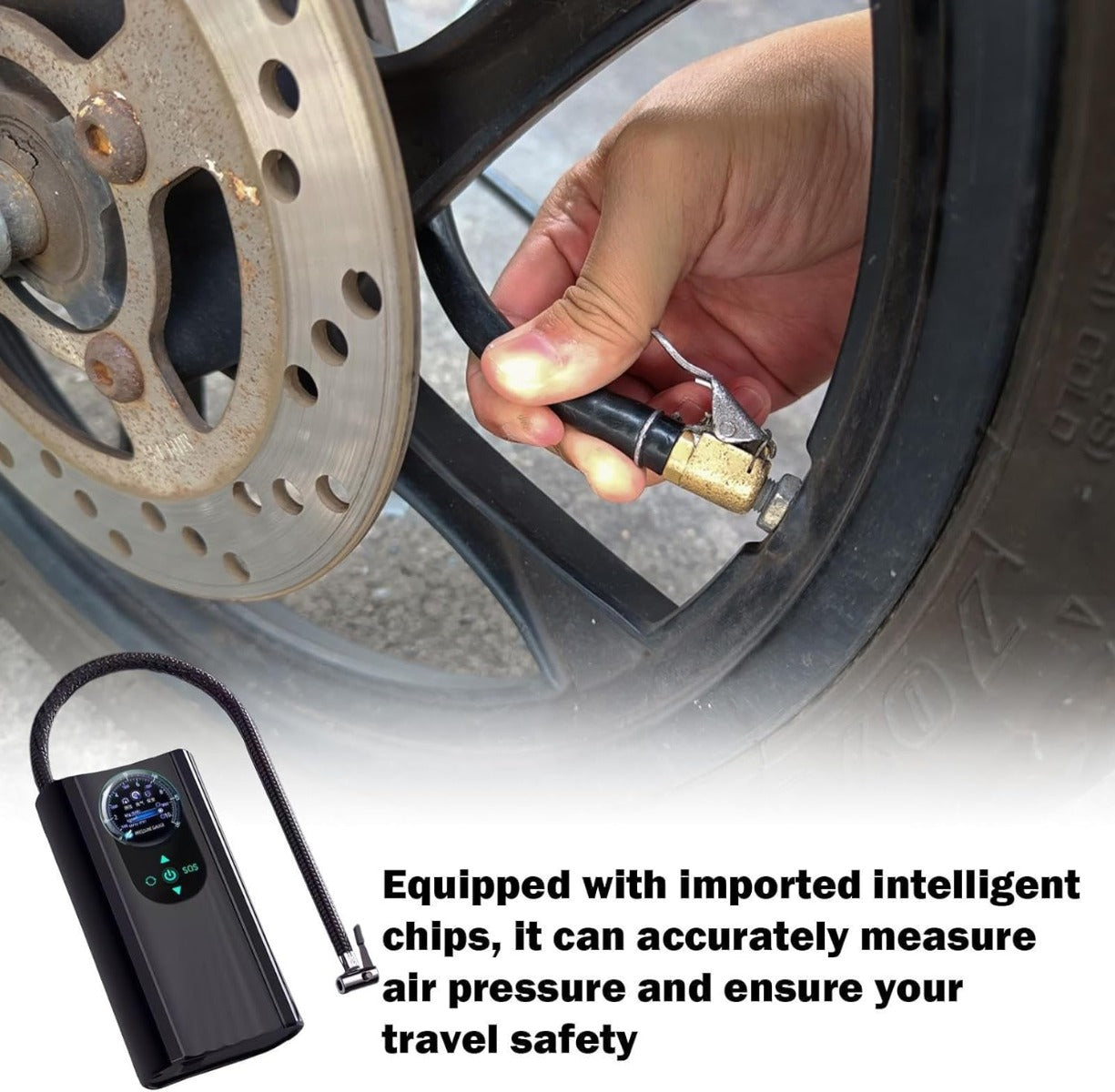 Compressore d'aria portatile per gonfiaggio pneumatici pompe automatiche 150psi con manometro