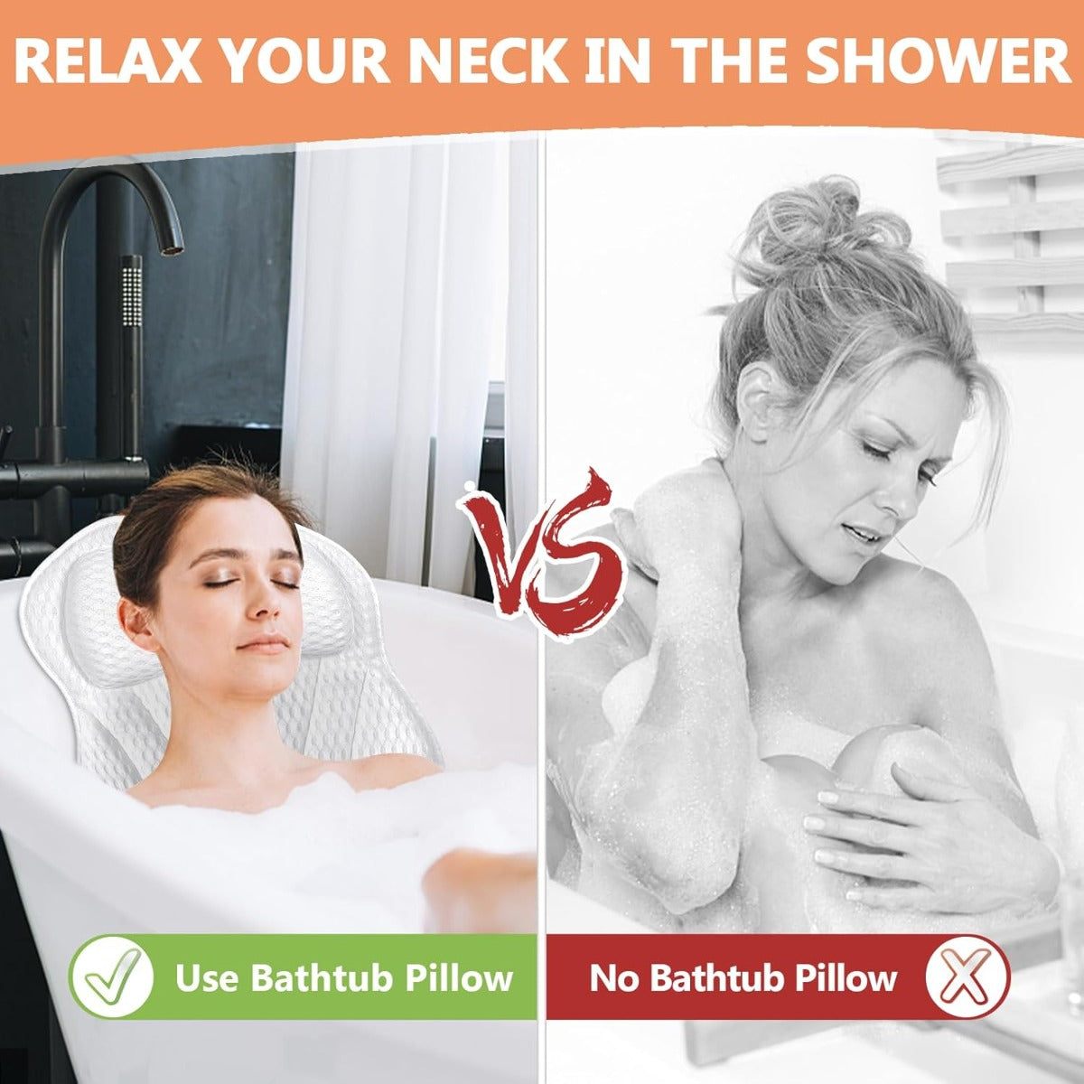 Cuscino Poggiatesta Ergonomico da Vasca 4D – Antiscivolo con 6 Ventose, Traspirante e Lavabile –