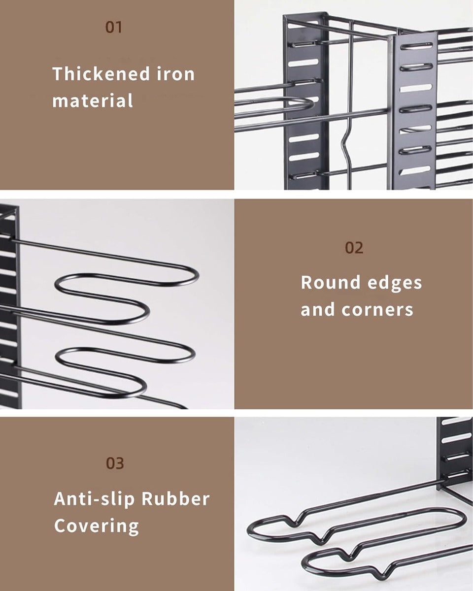 Organizzatore per Pentole e Padelle con 8 Livelli, Supporti Regolabili per Coperchi e Design Personalizzabile