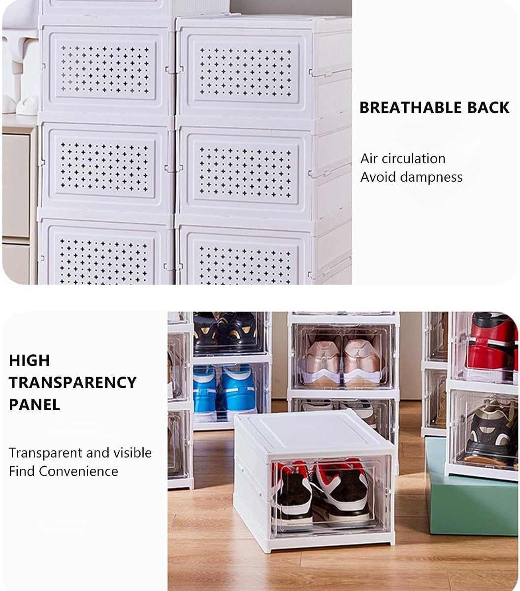 Scatole per scarpe pieghevoli salvaspazio per riporre vestiti giocattoli articoli a 6 ripiani