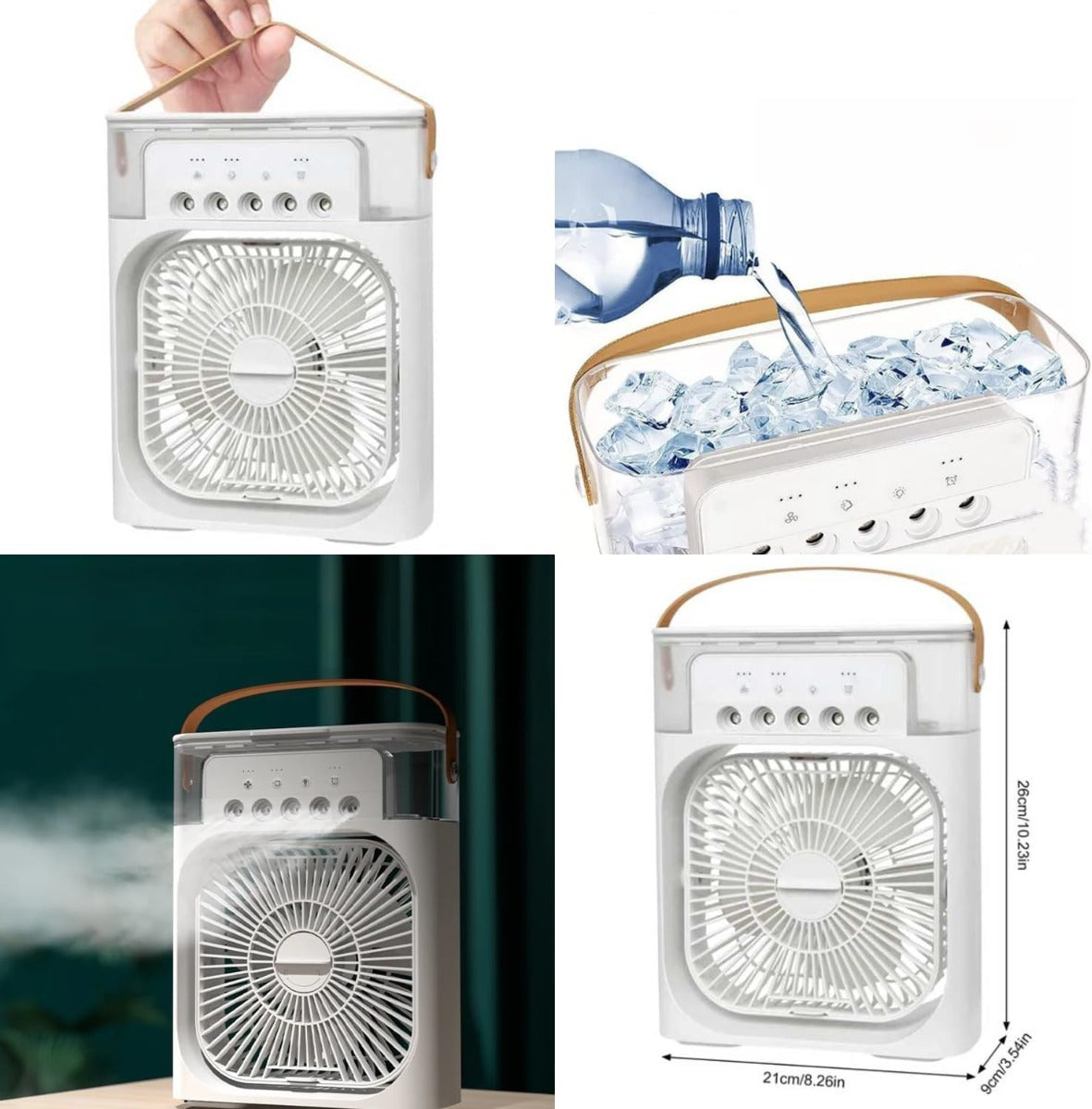 Mini Condizionatore da Tavolo USB-C con Nebulizzatore, Diffusore di Profumi e LED Multicolore