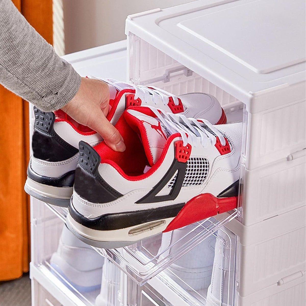 Scatole per scarpe pieghevoli salvaspazio per riporre vestiti giocattoli articoli a 6 ripiani