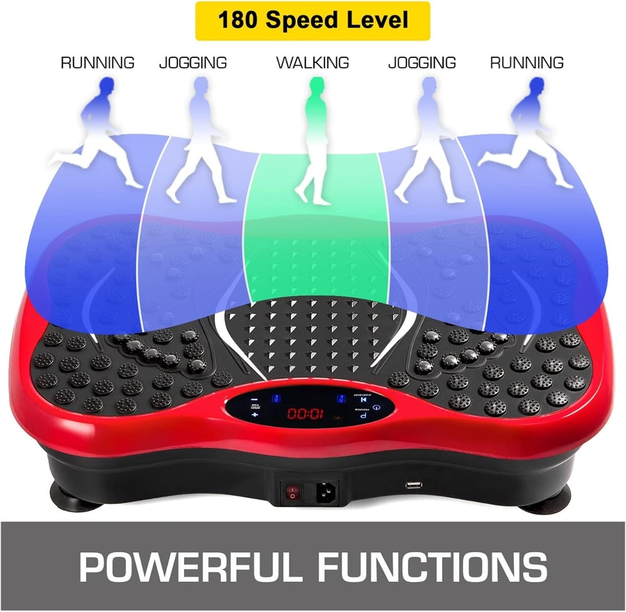 Pedana Vibrante Massaggiante con Fasce di Resistenza e Telecomando – 180 Livelli di Velocità, Allenamento Total Body