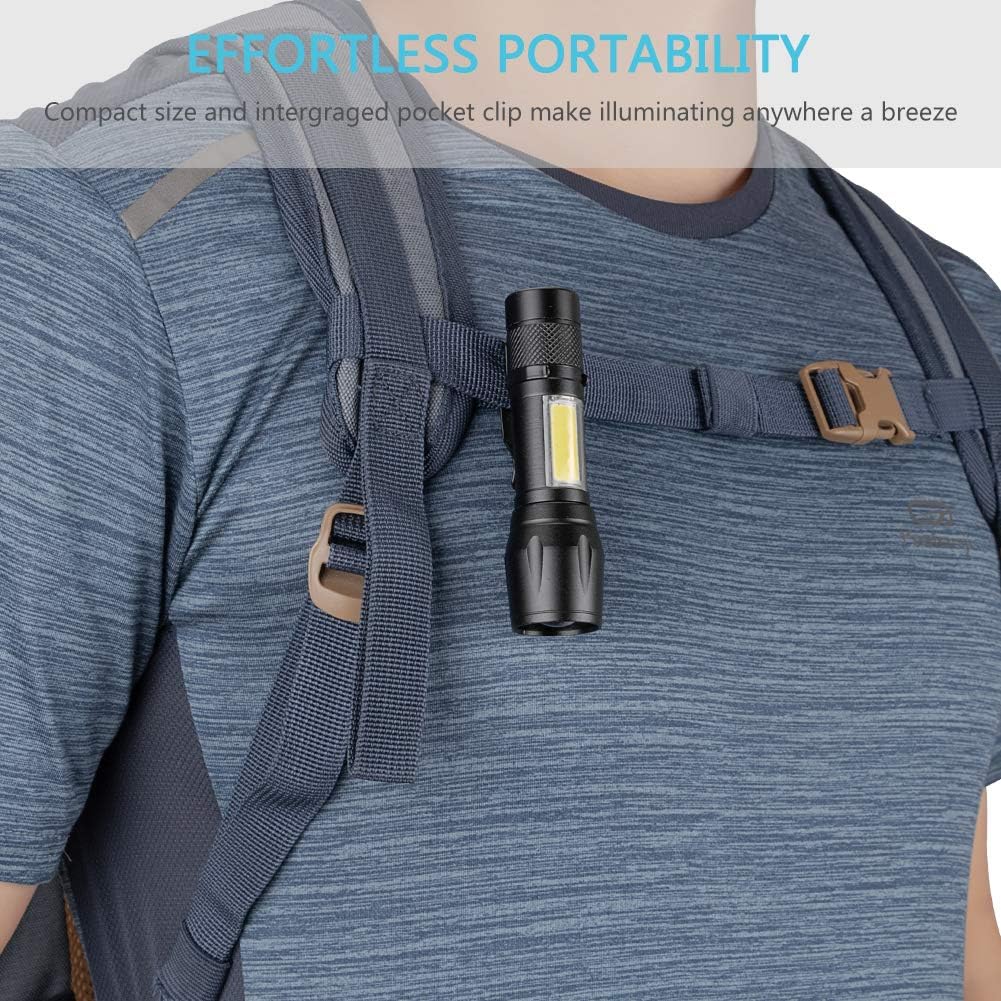 Mini Torcia Tascabile a LED - Torcia Elettrica con 4 Modalità di Luce e Custodia Verde