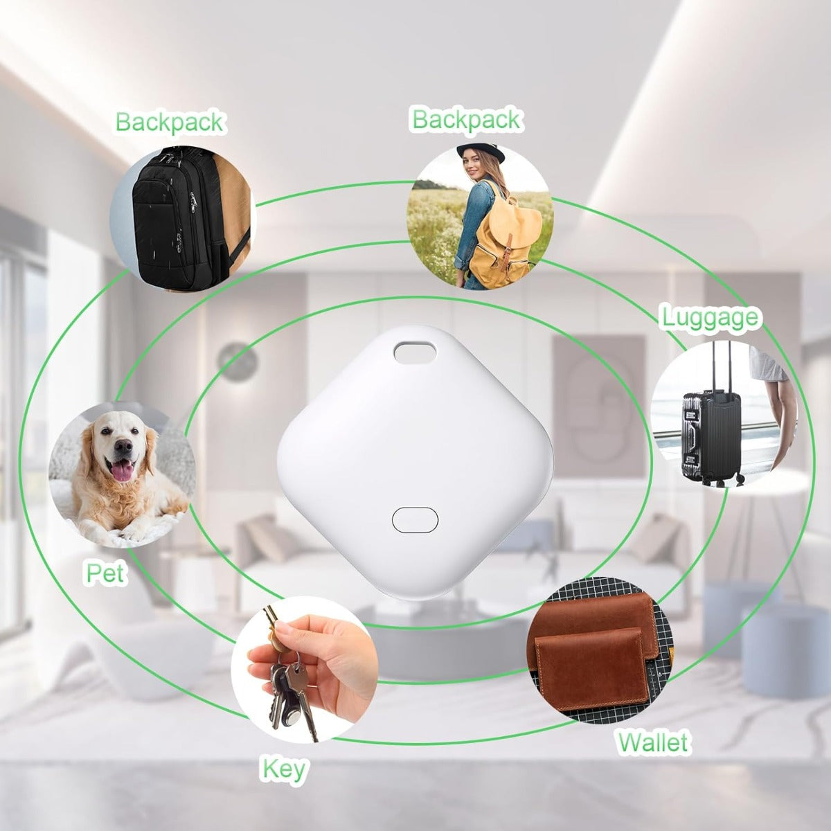 Localizzatore Portachiavi GPS, Tracker Intelligente per Oggetti, Tracciamento Bagaglio, Chiavi, Telefono, Portafoglio, Animale
