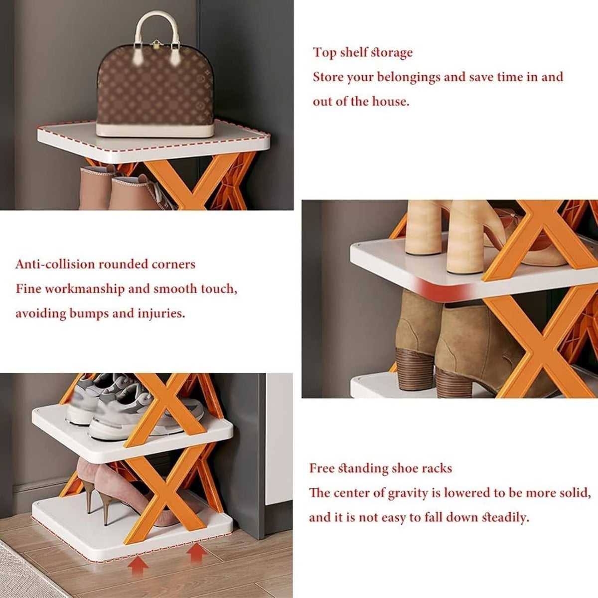 Scarpiera Verticale 6 Ripiani Salvaspazio Autoportante in Plastica