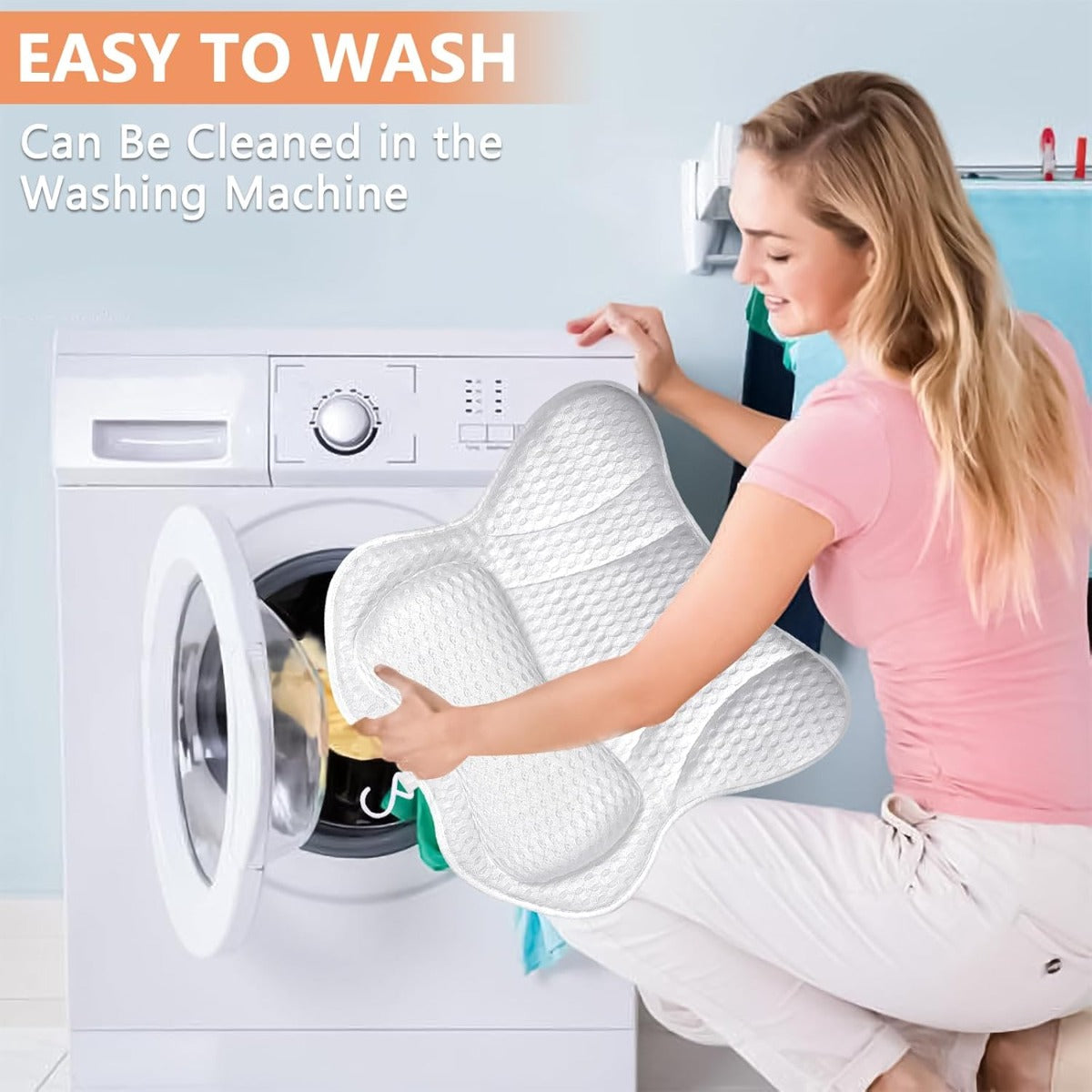 Cuscino Poggiatesta Ergonomico da Vasca 4D – Antiscivolo con 6 Ventose, Traspirante e Lavabile –