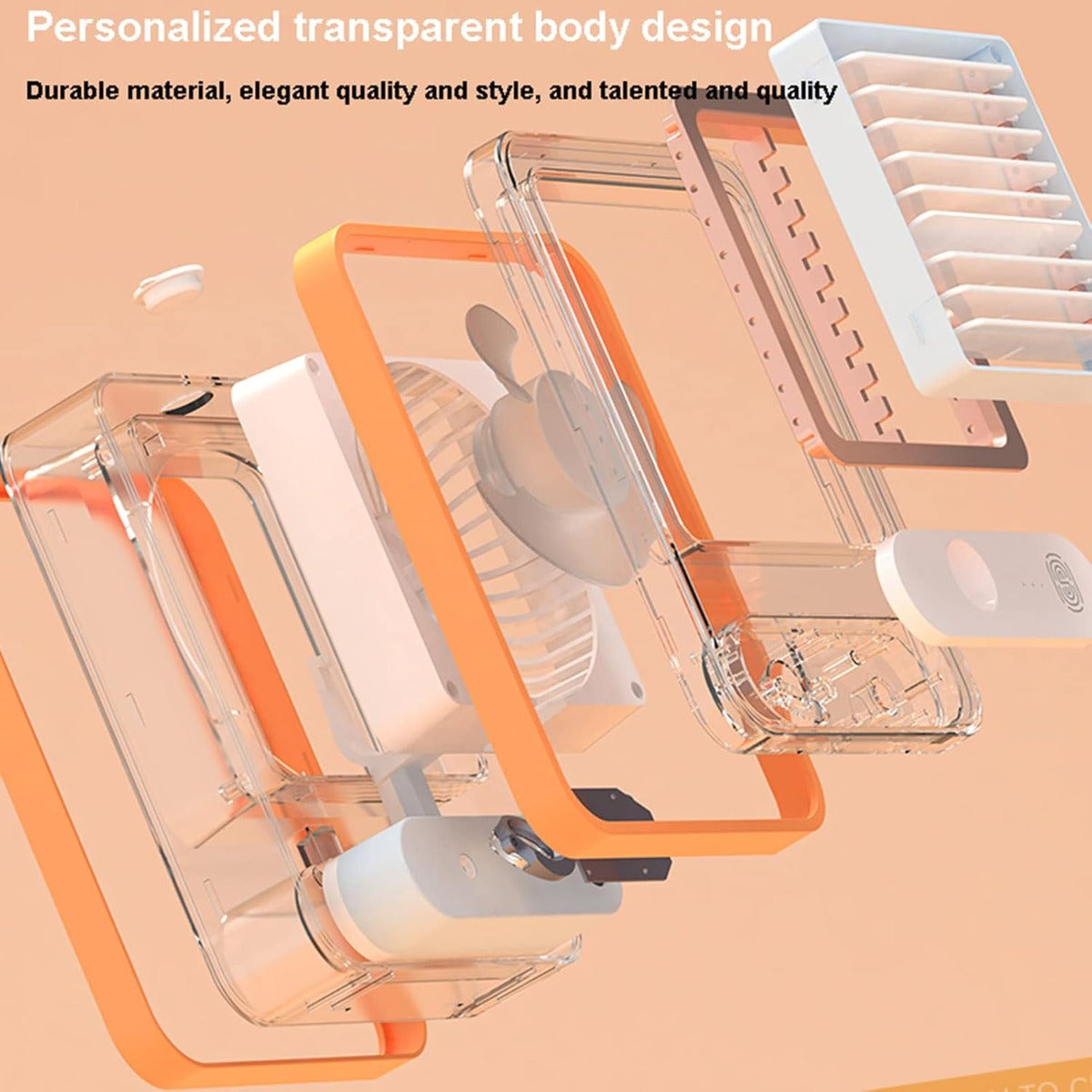 Condizionatore d'Aria Portatile da Tavolo con Umidificatore, 3 Velocità e Luce Notturna