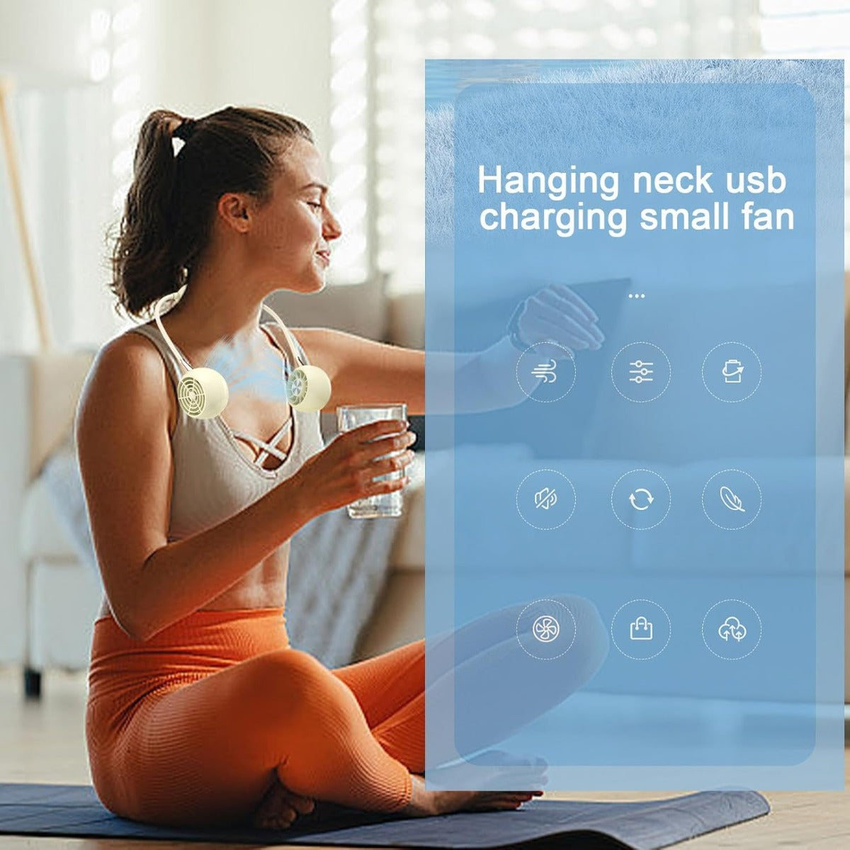 Ventilatore da Collo e da Mano Ricaricabile – Design a Collo Sospeso con 3 Velocità Regolabili – Portatile e Silenzioso per Esterni, Viaggi, Casa, Ufficio, Scuola e Auto