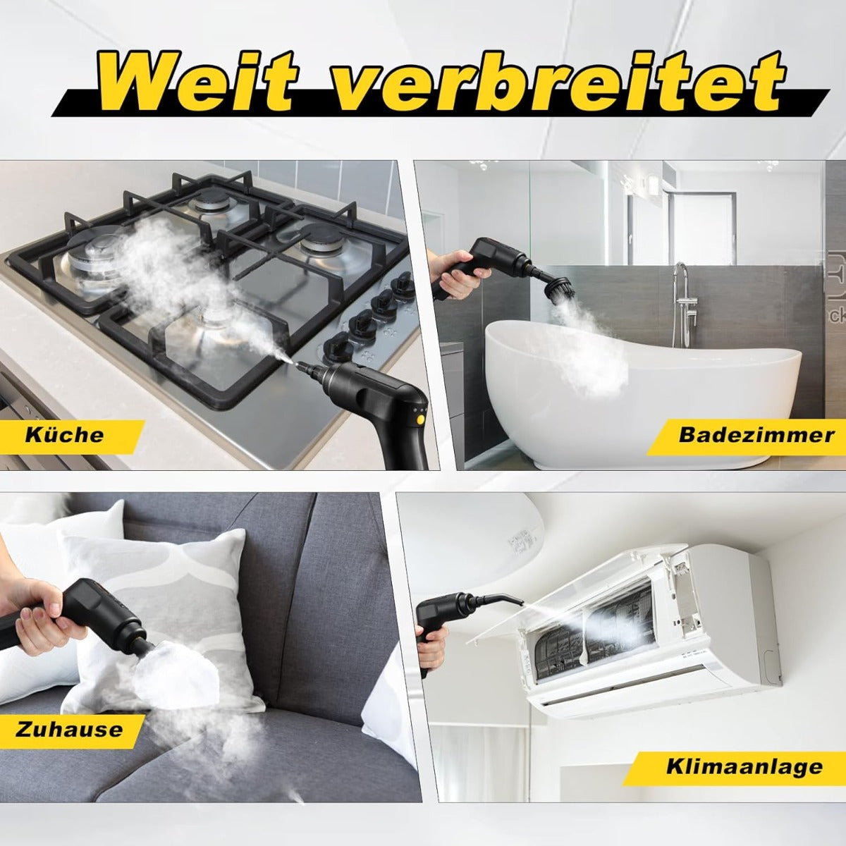 Pulitore a Vapore Portatile 1600ml – Alta Pressione e Accessori Multifunzionali per Pulizia Completa