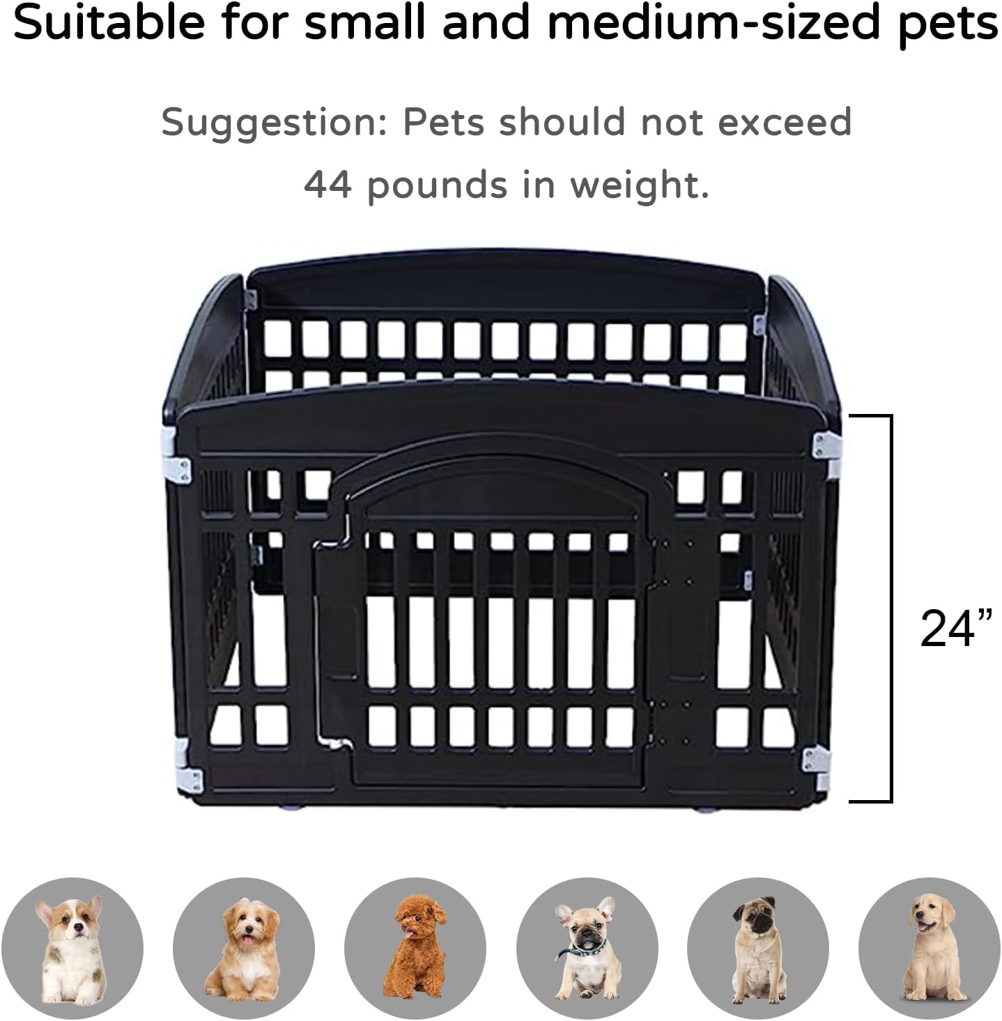 Recinto per cani cuccioli da interno o esterno box per cani-Black