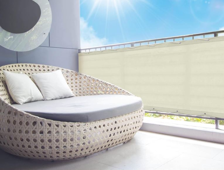 Telo Frangivista per Balcone Beige 500x85 cm – Copertura Oscurante Impermeabile con Occhielli e Corde, Protezione UV 50+