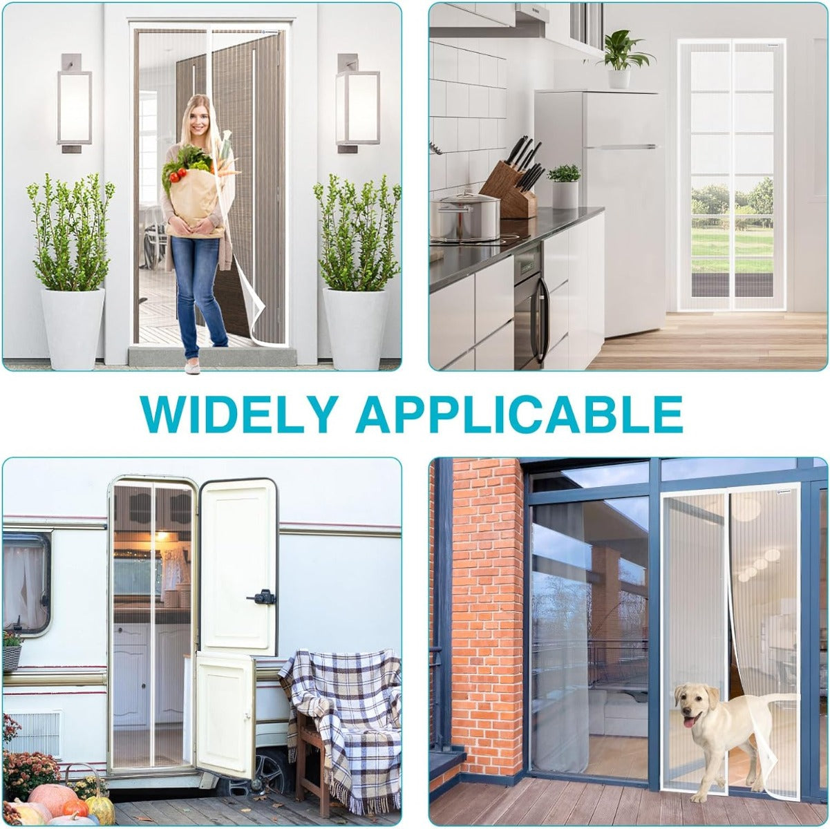 Zanzariera Magnetica per Porta 120 x 220 cm – Tenda Anti-Insetti con Chiusura Automatica Magnetica, Rete in Poliestere Resistente - Bianca