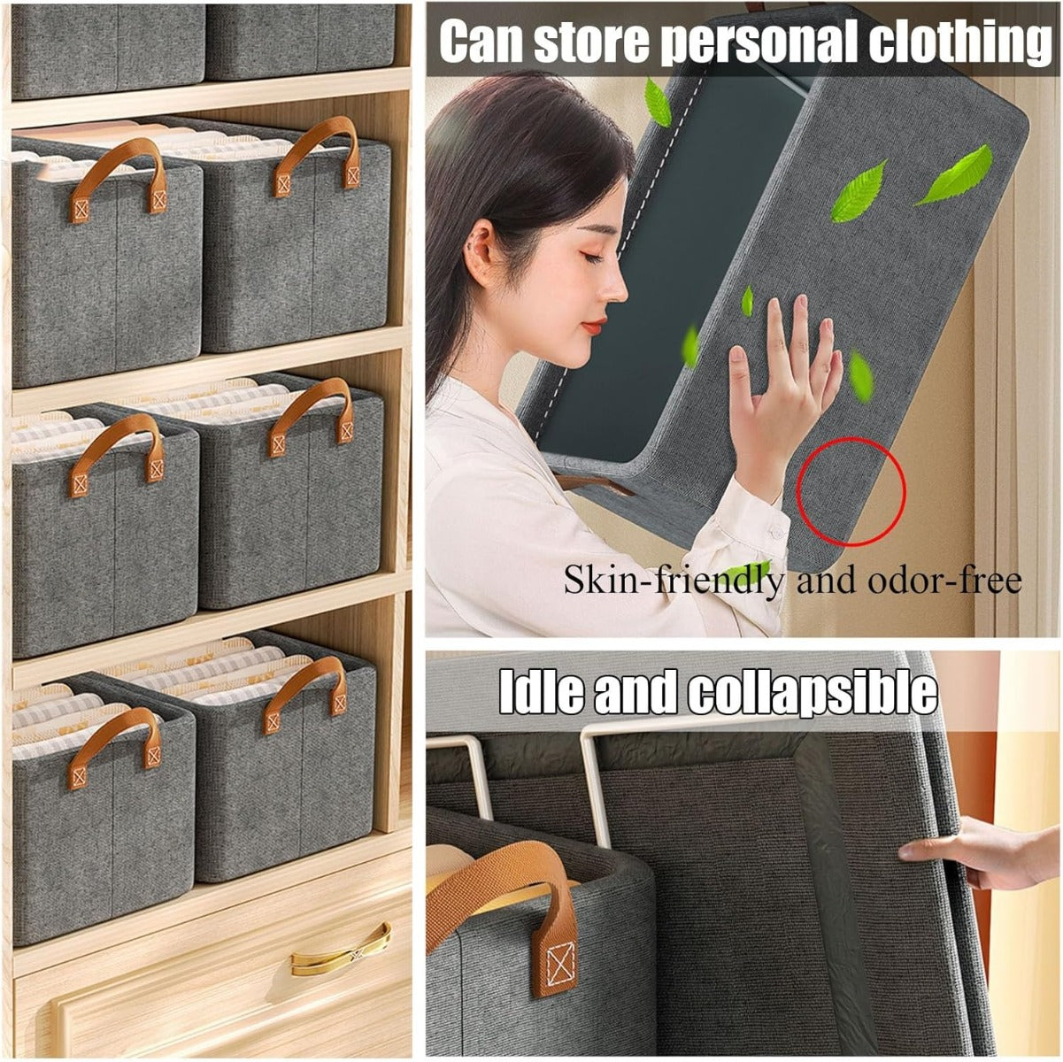 Scatola Portaoggetti in Tessuto Pieghevole con Manici Rinforzati – 20x47x28 cm – Organizer Salvaspazio