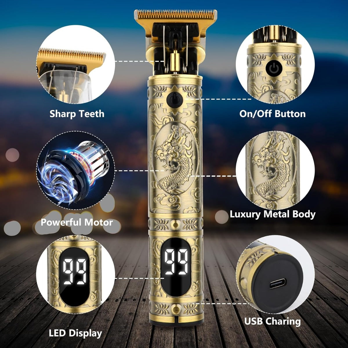 Tagliacapelli uomo Professionale Ricaricabile USB con Display Digitale, Schermo LCD & Accessori