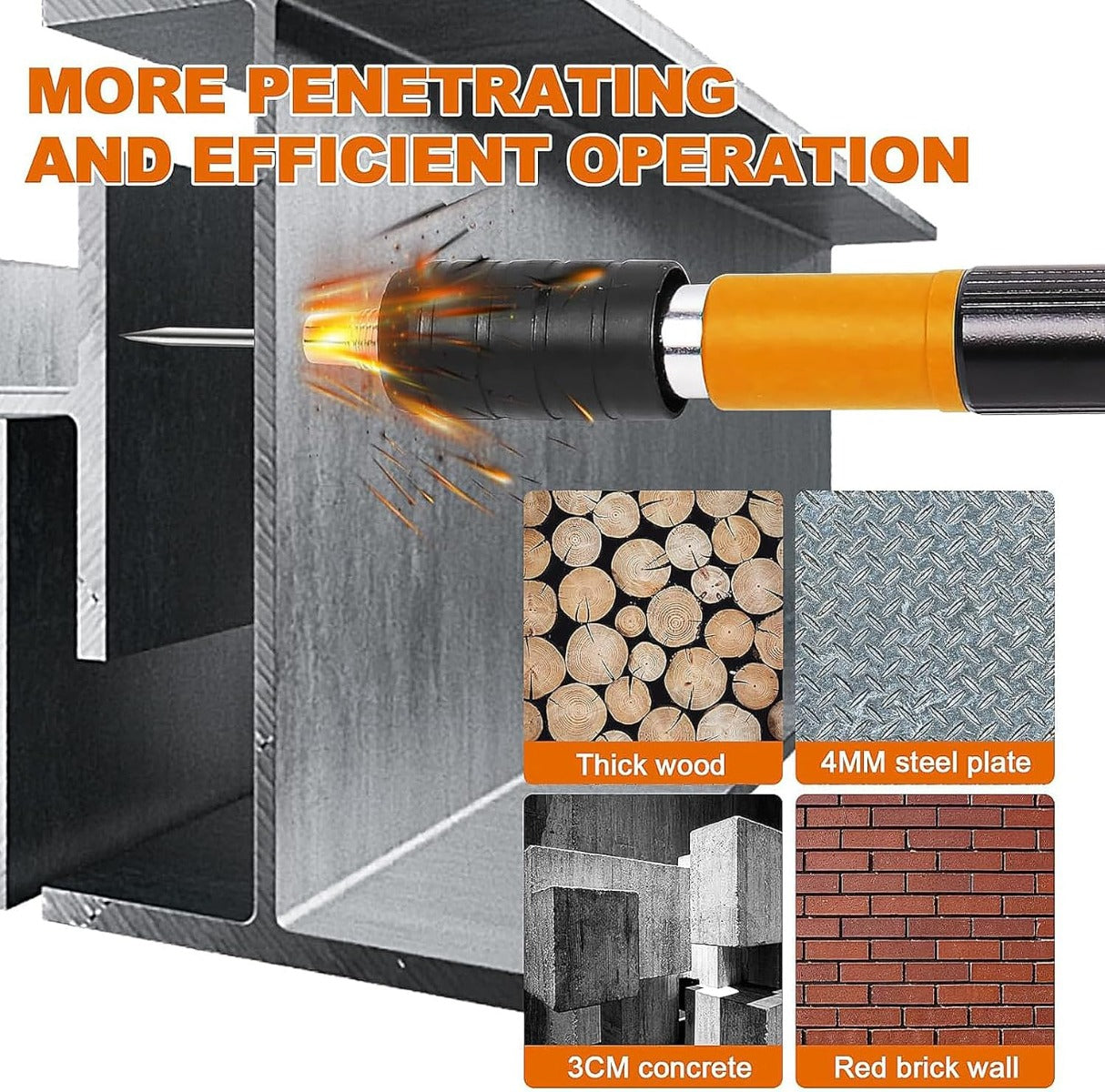 Pistola Manuale Sparachiodi Portatile con Silenziatore Regolabile per Muri e Cemento