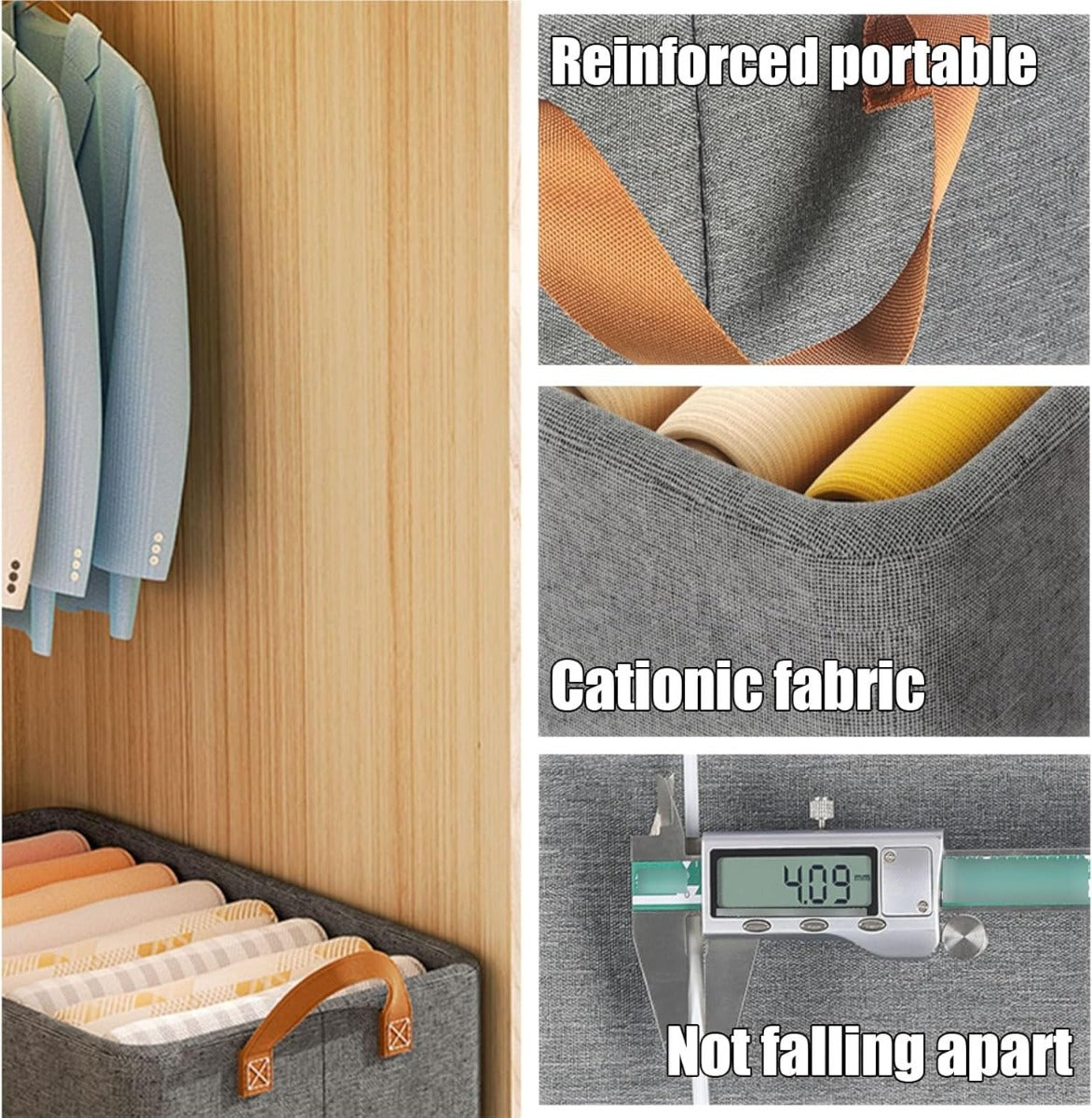 Scatola Portaoggetti in Tessuto Pieghevole con Manici Rinforzati – 20x47x28 cm – Organizer Salvaspazio