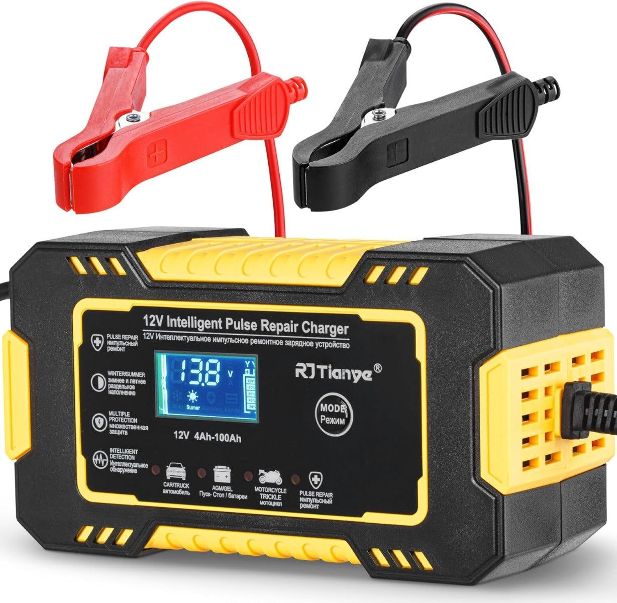 Caricabatterie Auto 12V 6A con Display LCD e Funzione di Riparazione a Impulsi