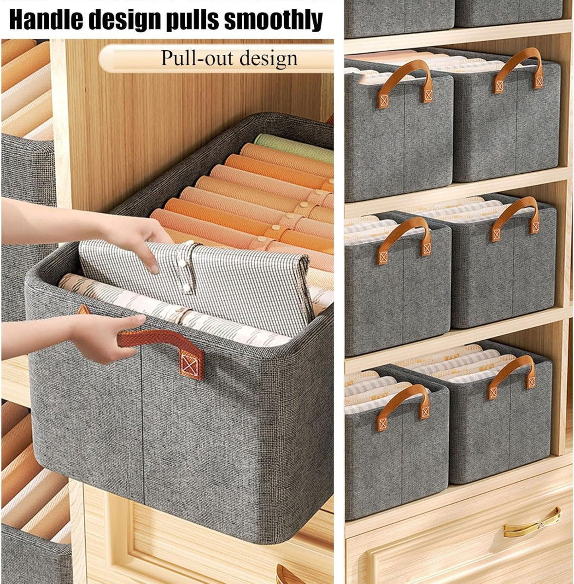 Scatola Portaoggetti in Tessuto Pieghevole con Manici Rinforzati – 20x47x28 cm – Organizer Salvaspazio