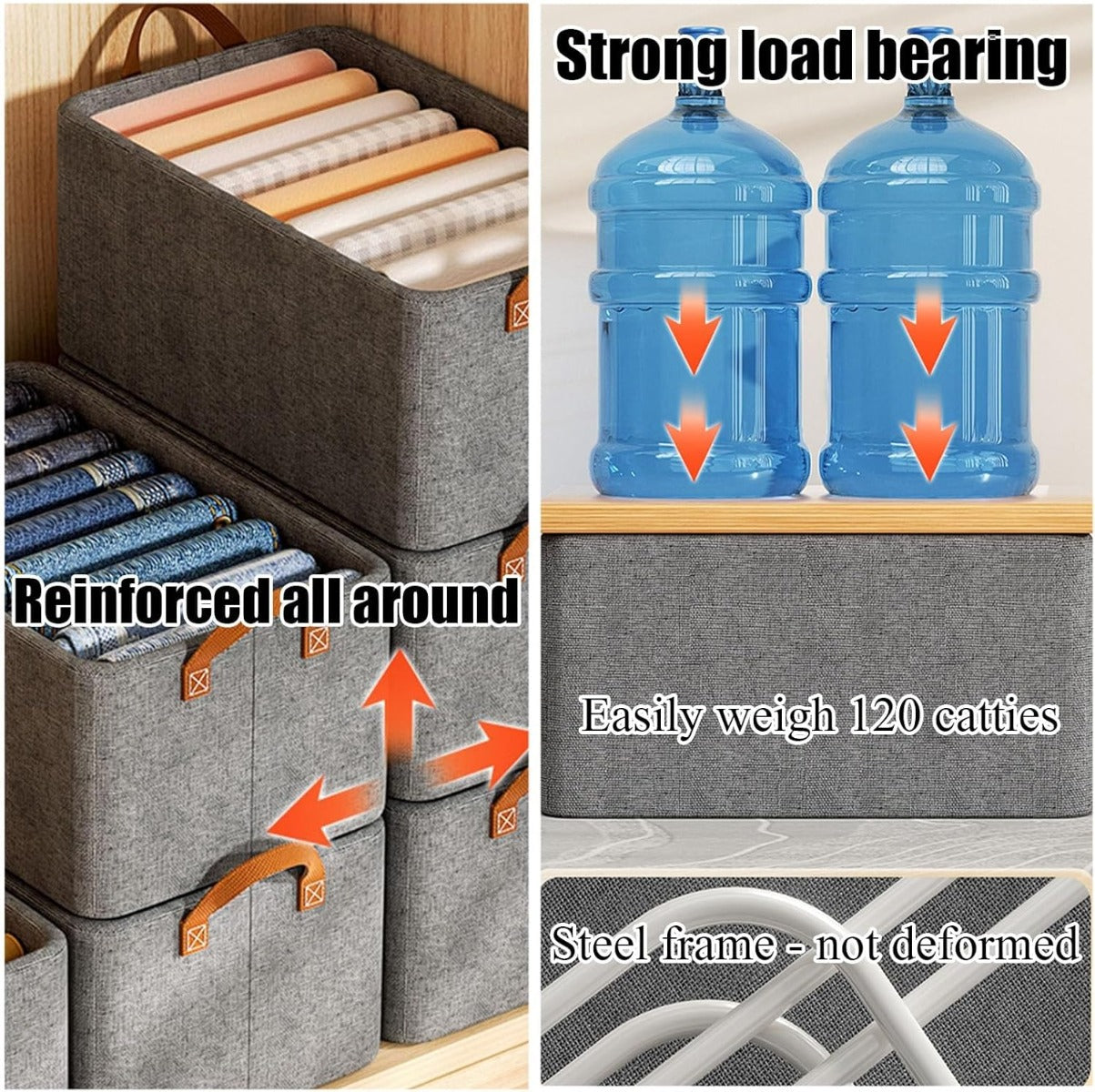 Scatola Portaoggetti in Tessuto Pieghevole con Manici Rinforzati – 20x47x28 cm – Organizer Salvaspazio