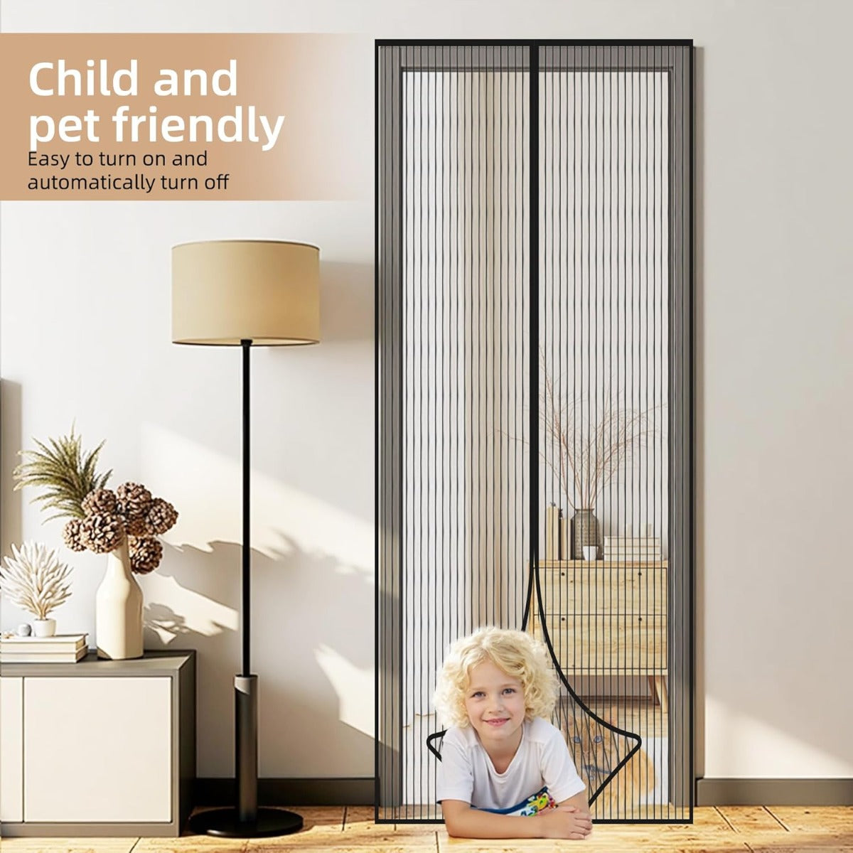 Zanzariera Magnetica per Porta 120 x 220 cm – Tenda Anti-Insetti con Chiusura Automatica Magnetica, Rete in Poliestere Resistente – Nero