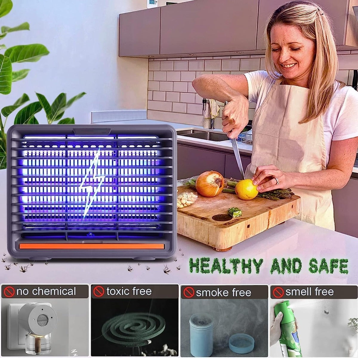 Lampada Antizanzare Elettrica – Zanzariera da Interno Portatile, Silenziosa ed Efficace (6W)