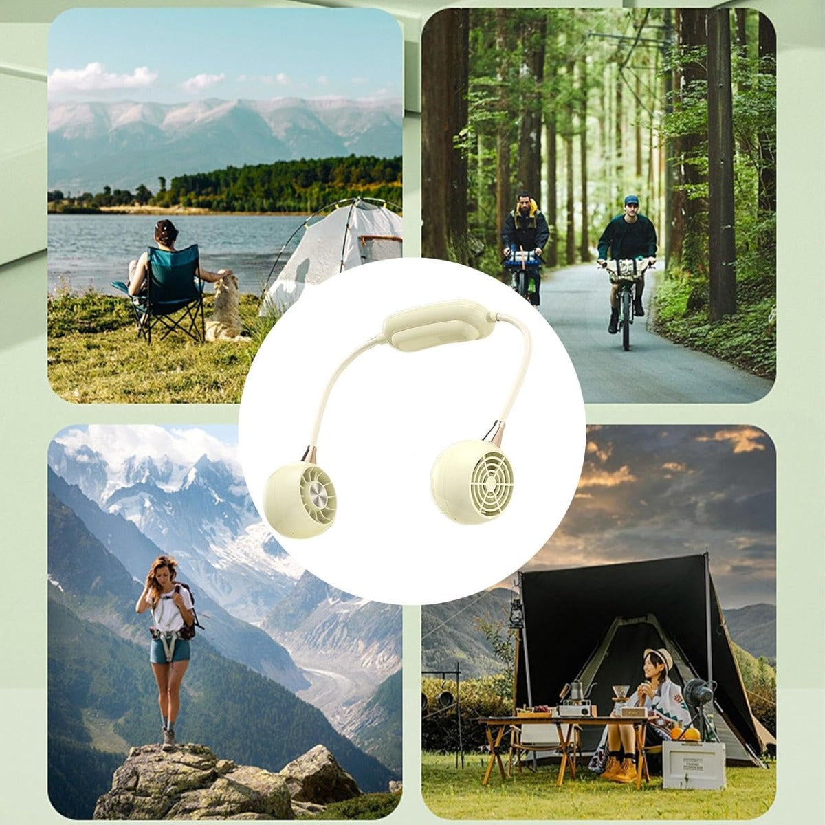 Ventilatore da Collo e da Mano Ricaricabile – Design a Collo Sospeso con 3 Velocità Regolabili – Portatile e Silenzioso per Esterni, Viaggi, Casa, Ufficio, Scuola e Auto