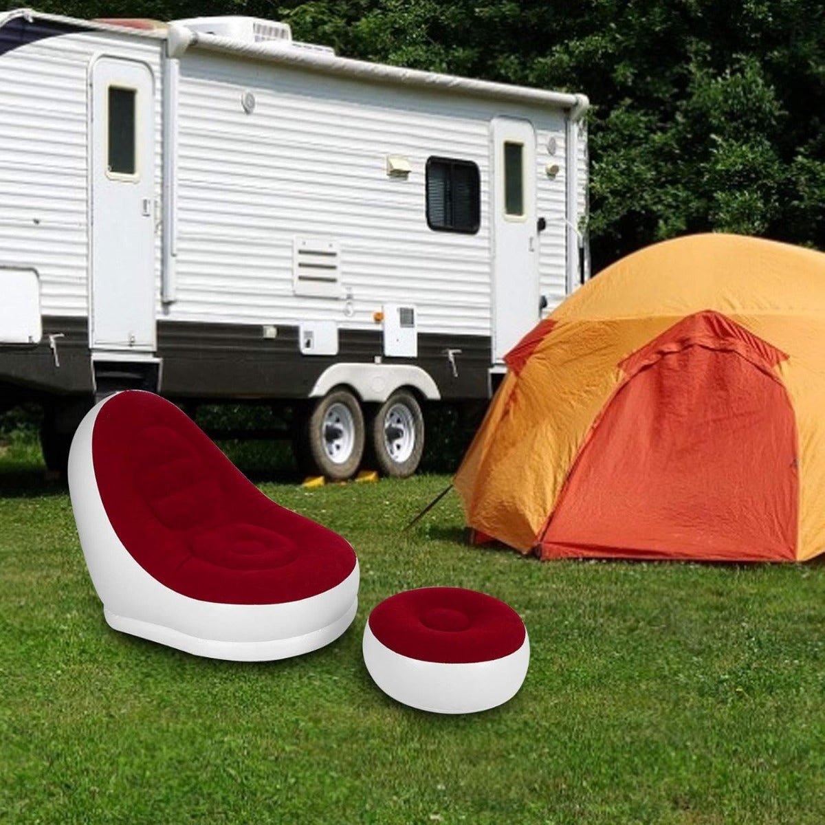 Divano Gonfiabile con Poggiapiedi Integrato, Portatile e Facile da Usare