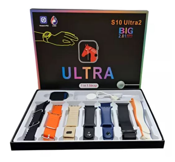 Orologio Intelligente S10 Ultra2 con Display da 2,01 Pollici, Funzione 7 in 1, GPS, Monitoraggio Salute e Notifiche Intelligenti