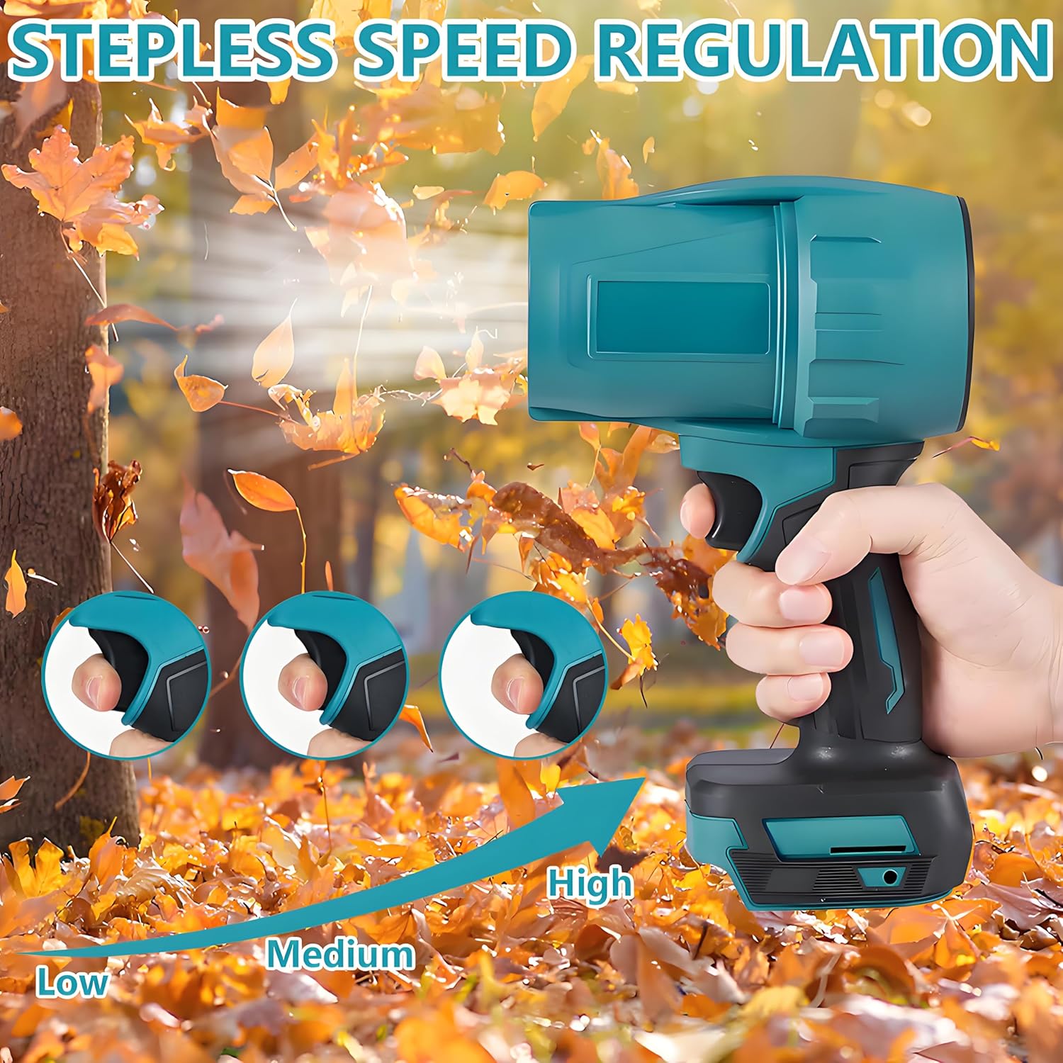 Soffiatore Senza Fili con Doppia Batteria 48V o 88V Turbo Ventola Portatile, Valigetta Inclusa