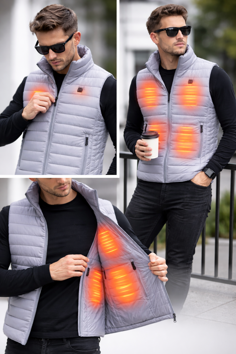Gilet Riscaldante USB con Pad Riscaldanti Incorporati- Ideale per Attività Invernali come Caccia, Campeggio, Escursionismo, Sci