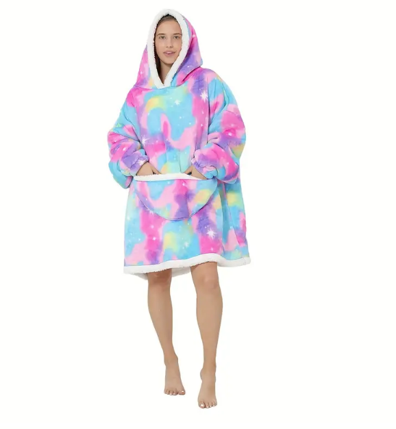 Coperta Oversize con Cappuccio e Maniche – Felpa Plaid Morbida e Accogliente per il Massimo Comfort