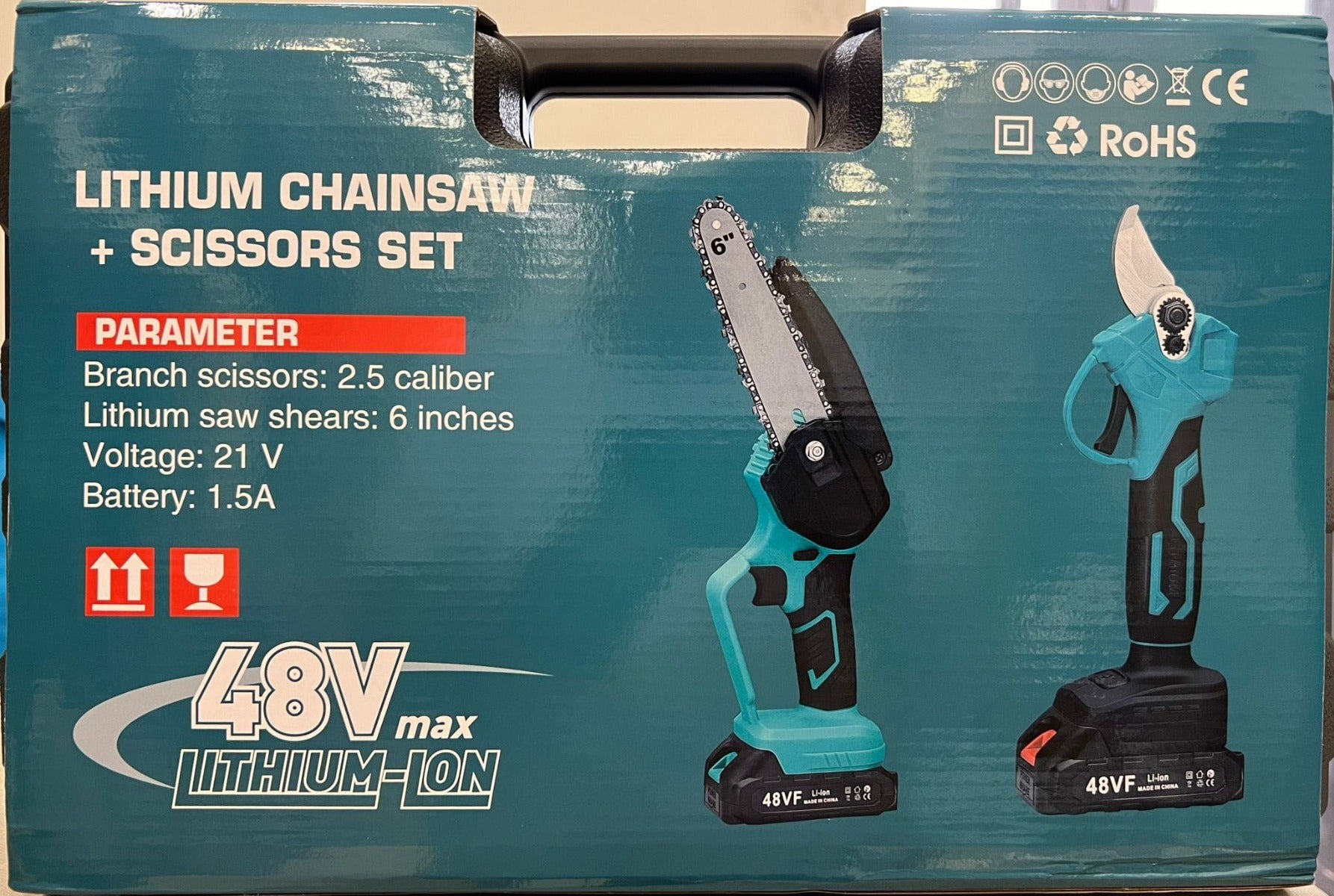 Kit Potatura 2 in 1: Forbice e Mini Motosega a Batteria da 6 Pollici, Con 2 Batterie Ricaricabili e Accessori per Giardinaggio