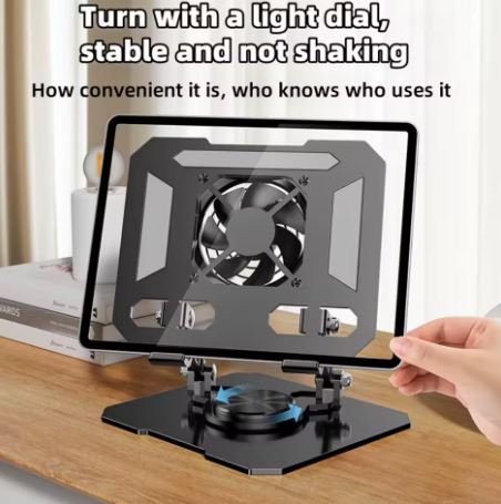 Supporto Pieghevole per Tablet e Notebook con Rotazione a 360° – Compatibile con Dispositivi da 4 a 12,9 Pollici, Design in Lega di Alluminio