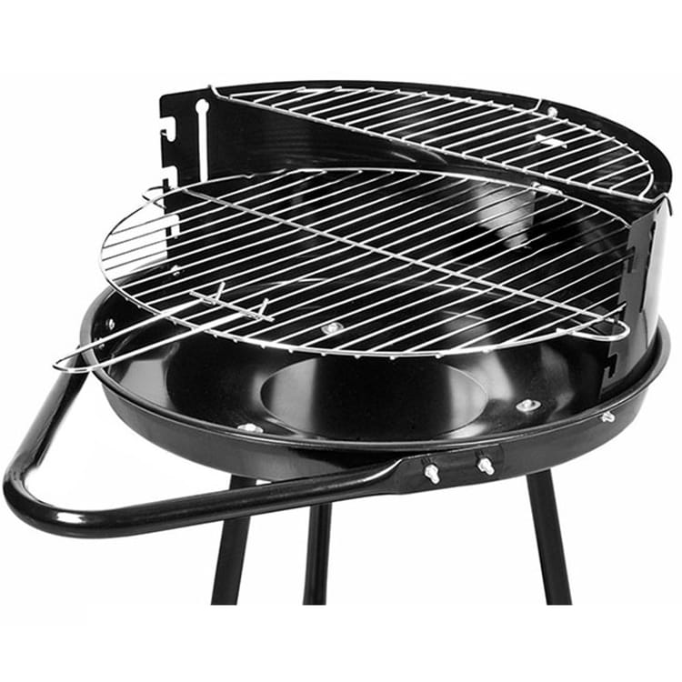Barbecue Tondo a Carbonella con Ruote e Ripiano – Struttura in Acciaio Verniciato, Griglia Ø39,5 cm