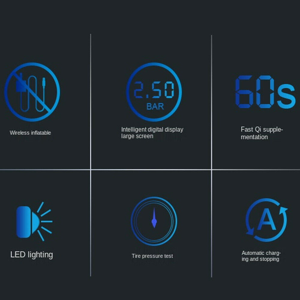 Compressore d'aria per auto senza fili da 120 W Gonfiatore per pneumatici digitale