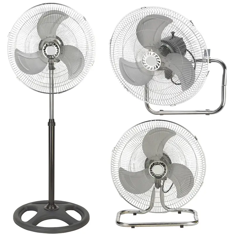 Ventilatore a Piantana 3in1 65W – Ø50 cm con 5 Pale in Alluminio, Oscillante, Installazione da Tavolo o a Muro