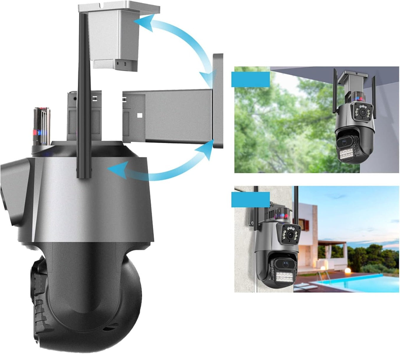 Telecamera di Sicurezza Wireless Esterna 8MP PTZ con Visione Notturna a Colori e Audio Bidirezionale