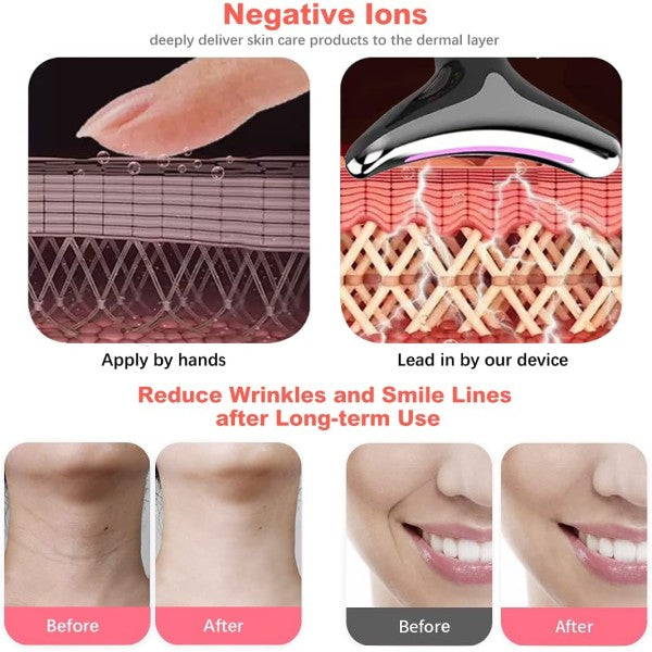 Dispositivo massaggiatore di bellezza antietà per collo viso ricaricabile