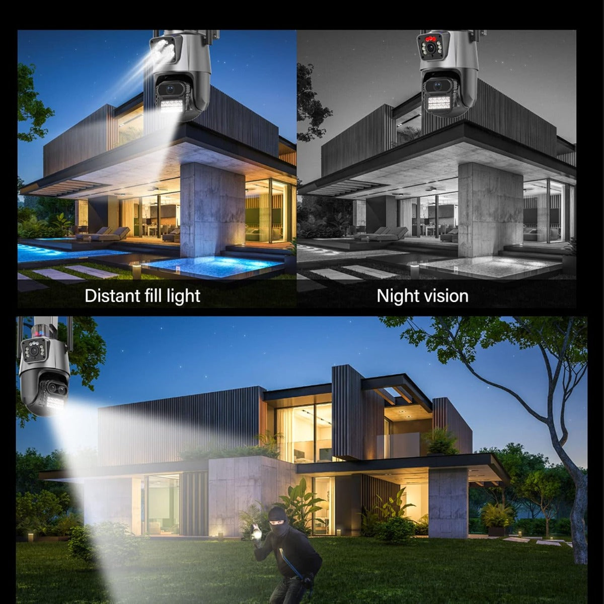 Telecamera di Sicurezza Wireless Esterna 8MP PTZ con Visione Notturna a Colori e Audio Bidirezionale